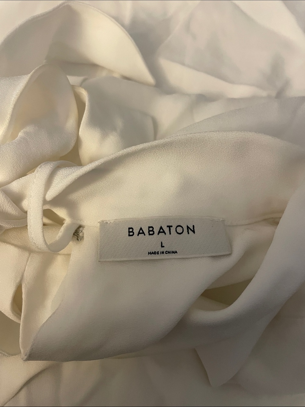 NEW Babaton Julio Dress White Oversized Sleeve Neck Tie Size Large RARE - Picture 5 of 6